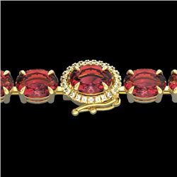 27 ctw Pink Tourmaline & VS/SI Diamond Micro Bracelet 14k Yellow Gold - REF-292N5F