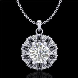 1.2 ctw VS/SI Diamond Art Deco Micro Pave Stud Necklace 18k White Gold - REF-220N2F