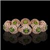 Image 2 : 44.22 ctw Tourmaline & Diamond Victorian Bracelet 14K Rose Gold - REF-1342H4R