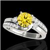 Image 1 : 2 ctw SI/I Fancy Intense Yellow Diamond Bypass Ring 10k White Gold - REF-381M8G