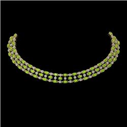 37.97 ctw Peridot & Diamond Necklace 10K Yellow Gold - REF-427G3W