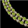 Image 3 : 37.97 ctw Peridot & Diamond Necklace 10K Yellow Gold - REF-427G3W