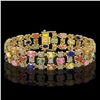 Image 1 : 18.16 ctw Multi Color Sapphire & Diamond Row Bracelet 10K Yellow Gold - REF-250Y9X