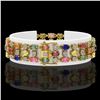Image 2 : 18.16 ctw Multi Color Sapphire & Diamond Row Bracelet 10K Yellow Gold - REF-250Y9X