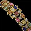 Image 3 : 18.16 ctw Multi Color Sapphire & Diamond Row Bracelet 10K Yellow Gold - REF-250Y9X