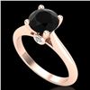 Image 1 : 1.6 ctw Fancy Black Diamond Engagment Art Deco Ring 18k Rose Gold - REF-75Y2X