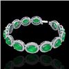 Image 2 : 30 ctw Emerald & Micro Pave VS/SI Diamond Bracelet 10k White Gold - REF-481W8H