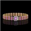 Image 1 : 20.93 ctw Amethyst & Diamond Bracelet 14K Yellow Gold - REF-318M2G