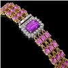 Image 2 : 20.93 ctw Amethyst & Diamond Bracelet 14K Yellow Gold - REF-318M2G