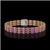 Image 3 : 20.93 ctw Amethyst & Diamond Bracelet 14K Yellow Gold - REF-318M2G