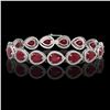 Image 1 : 30.06 ctw Ruby & Diamond Micro Pave Halo Bracelet 10k White Gold - REF-368M5G