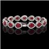 Image 2 : 30.06 ctw Ruby & Diamond Micro Pave Halo Bracelet 10k White Gold - REF-368M5G