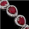 Image 3 : 30.06 ctw Ruby & Diamond Micro Pave Halo Bracelet 10k White Gold - REF-368M5G