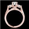 Image 2 : 1.50 ctw Certified Diamond 3 Stone Solitaire Ring 10k Rose Gold - REF-225W2H