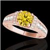 Image 1 : 1.5 ctw Certified SI Intense Yellow Diamond Antique Ring 10k Rose Gold - REF-211W4H