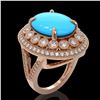 Image 2 : 9.07 ctw Turquoise & Diamond Victorian Ring 14K Rose Gold - REF-245K5Y