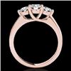 Image 2 : 2 ctw Certified Diamond 3 Stone Solitaire Ring 10k Rose Gold - REF-300W2H