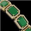 Image 3 : 38.61 ctw Emerald & Diamond Micro Pave Halo Bracelet 10k Yellow Gold - REF-456H5R
