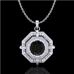 0.75 ctw Fancy Black Diamond Art Deco Stud Necklace 18k White Gold - REF-80M2G