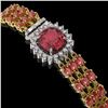 Image 2 : 28.56 ctw Tourmaline & Diamond Bracelet 14K Yellow Gold - REF-414K2Y
