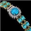 Image 2 : 17.67 ctw Swiss Topaz & Diamond Bracelet 14K Yellow Gold - REF-178K2Y