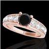 Image 1 : 2.55 ctw Certified Black Diamond Solitaire Ring 10k Rose Gold - REF-121W4H