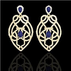 7 ctw Tanzanite & Micro Pave VS/SI Diamond Earrings 14k Yellow Gold - REF-381A8N