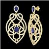 Image 2 : 7 ctw Tanzanite & Micro Pave VS/SI Diamond Earrings 14k Yellow Gold - REF-381A8N