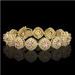 31.35 ctw Morganite & Diamond Victorian Bracelet 14K Yellow Gold - REF-1063N3F