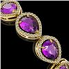 Image 3 : 20.3 ctw Amethyst & Diamond Micro Pave Halo Bracelet 10k Yellow Gold - REF-282G9W