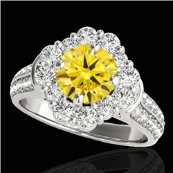 2.81 ctw Certified SI/I Fancy Intense Yellow Diamond Ring 10k White Gold - REF-271Y4X