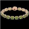 Image 2 : 65 ctw Green Tourmaline & Micro Diamond Bracelet 14k Rose Gold - REF-890H9R