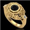 Image 1 : 1.13 ctw Fancy Black Diamond Engagment Art Deco Ring 18k Yellow Gold - REF-140N2F