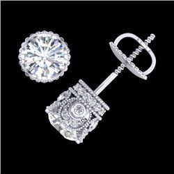 1.85 ctw VS/SI Diamond Solitaire Art Deco Stud Earrings 18k White Gold - REF-261G8W