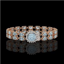 14.93 ctw Aquamarine & Diamond Bracelet 14K Rose Gold - REF-245M5G