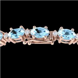 10 ctw Aquamarine & VS/SI Diamond Eternity Bracelet 10k Rose Gold - REF-107G3W