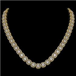 32.64 ctw Cushion Cut Diamond Micro Pave Necklace 18K Yellow Gold - REF-4475Y8X