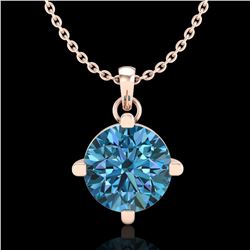 1 ctw Intense Blue Diamond Art Deco Stud Necklace 18k Rose Gold - REF-154W5H
