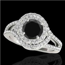 2.15 ctw Certified VS Black Diamond Solitaire Halo Ring 10k White Gold - REF-130Y5X