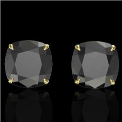 12 ctw Cushion Black Diamond Designer Earrings 18k Yellow Gold - REF-290A9N