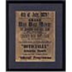 7/4/1879 Framed Baseball Broadside Advertisement