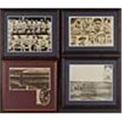 1910s Framed Baseball Newspaper Window Photos w/ Babe Ruth & Ty Cobb (4)