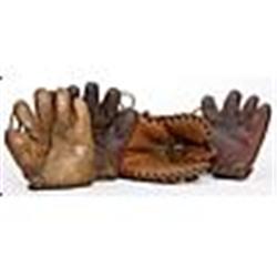 Early 1930s Babe Ruth Home Run Special & Lou Gehrig Model Baseball Gloves (4)