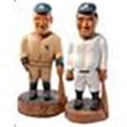 Babe Ruth & Mickey Mantle Folk Art Carved Wood Statues (2)