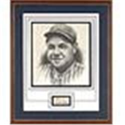 Framed Babe Ruth Autographed Cut & Print Display (JSA)