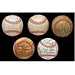 Lot of Five Vintage Team Signed Baseballs w/ Aaron, Reese, Lemon (5) (JSA)