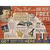Image 1 : 1930s Quaker Puffed Wheat Babe Ruth Die-Cut Cardboard Display
