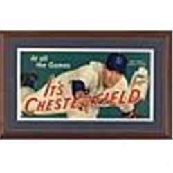 Early 1940s Framed Chesterfield Whit Wyatt Brooklyn Dodgers Cardboard Advertising Sign