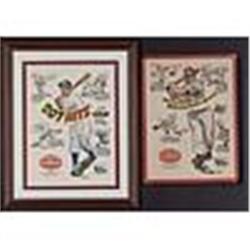 1946 H&B Johnny Mize & Mickey Vernon Store Display Advertising Signs (2)