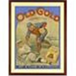 Circa 1920s Framed Old Gold Cigarettes Baseball Themed Die-Cut Cardboard Display